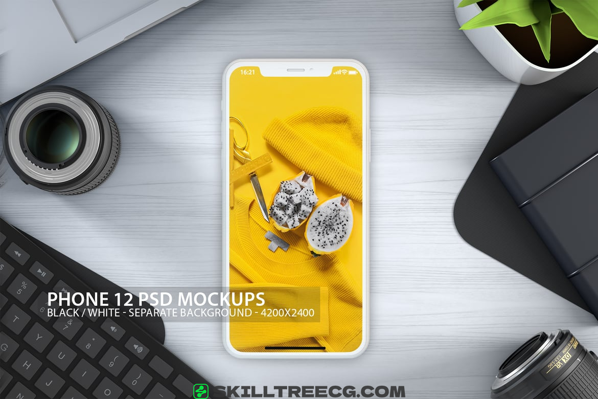 iPhone 12 PSD Mockups with Clean Background（652619）-技能树